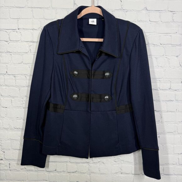 Cabi Blazer Womens Large Navy Blue Black Colorblock Preppy Minimalist Old Money - Picture 2 of 11